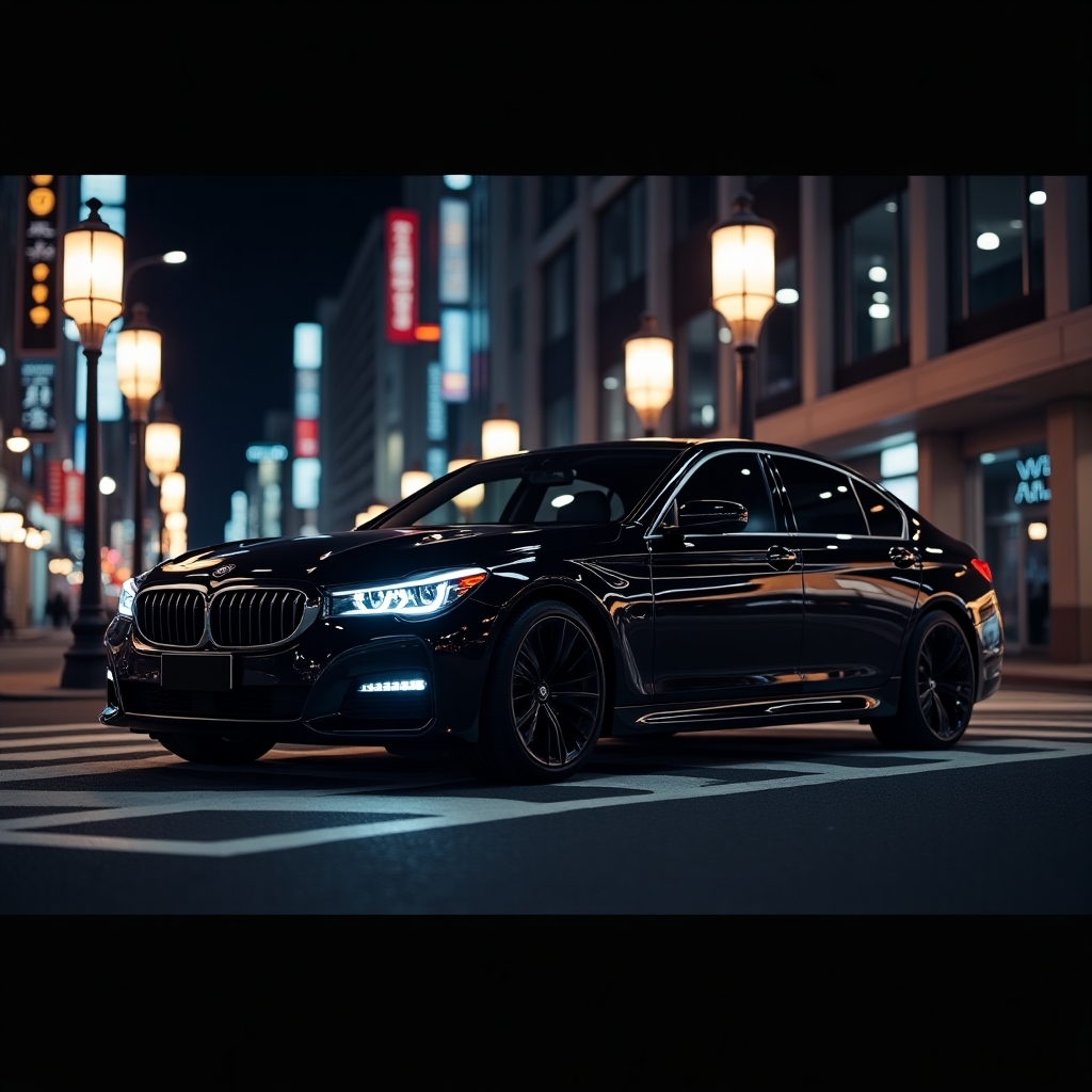 Luxury BMW at night